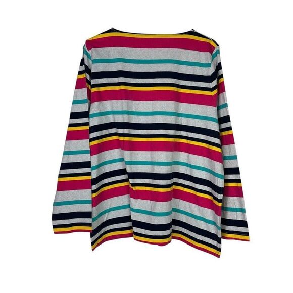 Talbots Womens 2X Striped Round Neck Cotton Top - Picture 3 of 5